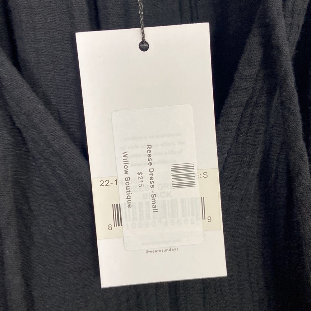 NWT Sundays Reese Dress Women's S Gauze Split Neck Cinched Waist Summer Coastal - Picture 8 of 12